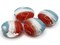 4 20mm Red White and Blue Swirling Coin Flat Round Lampwork Glass Beads